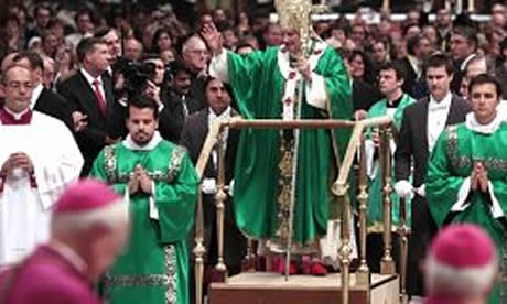Pope Benedict on wheeled platform
