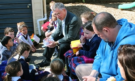 Archbishop John Dew working with youth