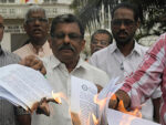 protestors set fire to letter