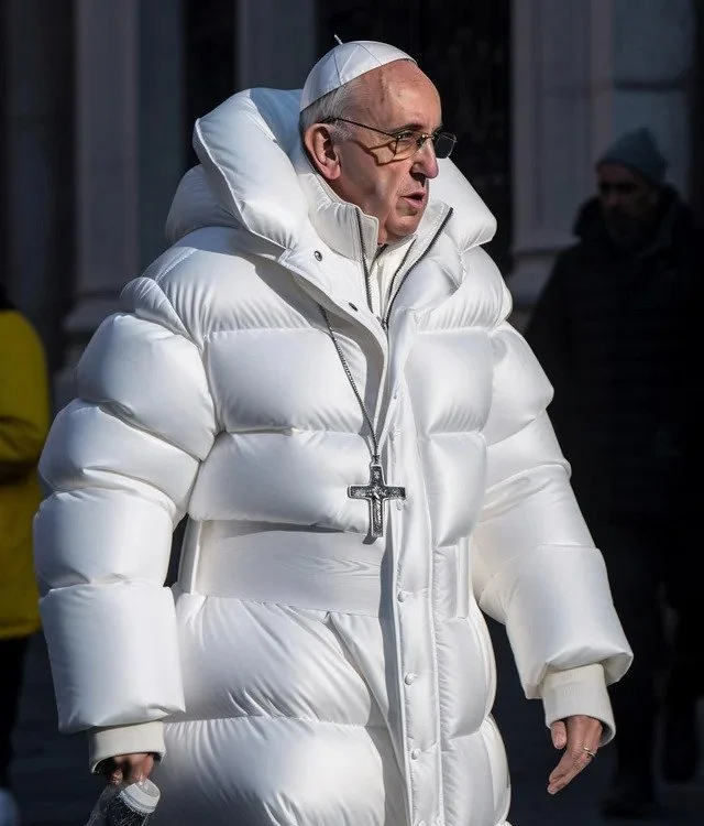 A.I. pope in puffer jacket