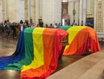 LGBT flags on coffins